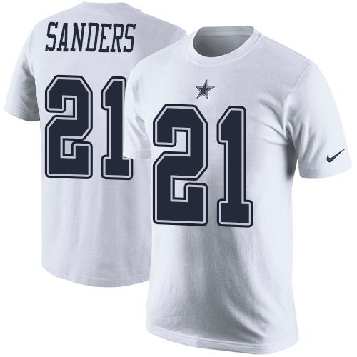 NFL Men's Nike Dallas Cowboys #21 Deion Sanders White Rush Pride Name & Number T-Shirt