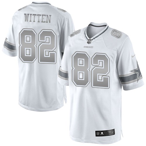 Men's Nike Dallas Cowboys #82 Jason Witten Limited White Platinum NFL Jersey