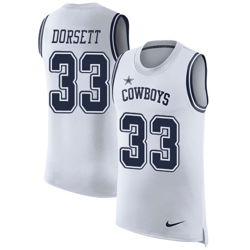 Men's Nike Dallas Cowboys #33 Tony Dorsett White Rush Player Name & Number Tank Top NFL Jersey
