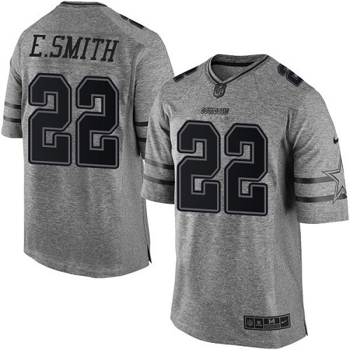 Men's Nike Dallas Cowboys #22 Emmitt Smith Limited Gray Gridiron NFL Jersey
