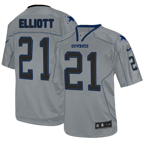 Men's Nike Dallas Cowboys #21 Ezekiel Elliott Elite Lights Out Grey NFL Jersey