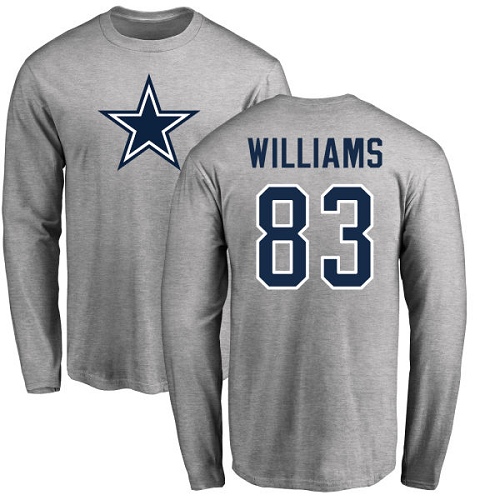 NFL Nike Dallas Cowboys #83 Terrance Williams Ash Name & Number Logo Long Sleeve T-Shirt
