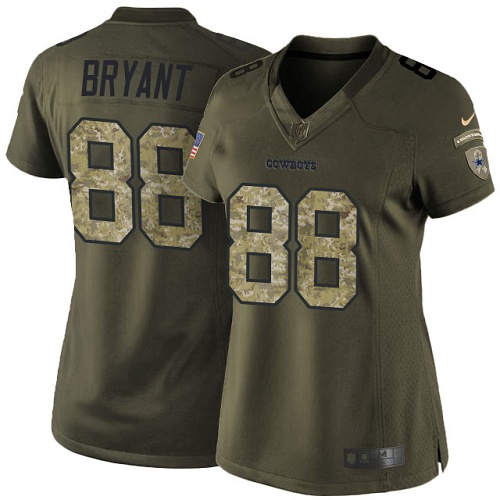 Women's Nike Dallas Cowboys #88 Dez Bryant Limited Green Salute to Service NFL Jersey