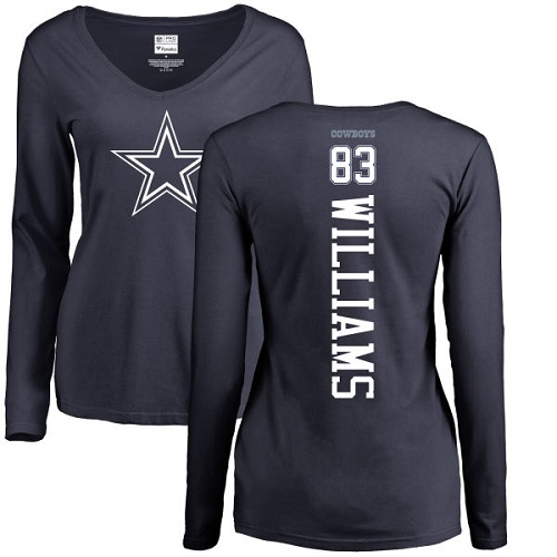 NFL Women's Nike Dallas Cowboys #83 Terrance Williams Navy Blue Backer Slim Fit Long Sleeve T-Shirt