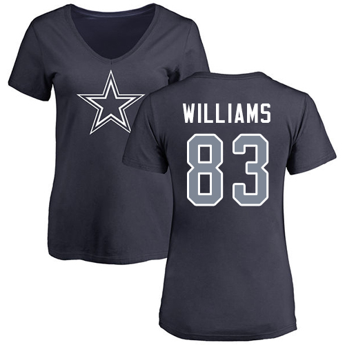 NFL Women's Nike Dallas Cowboys #83 Terrance Williams Navy Blue Name & Number Logo Slim Fit T-Shirt