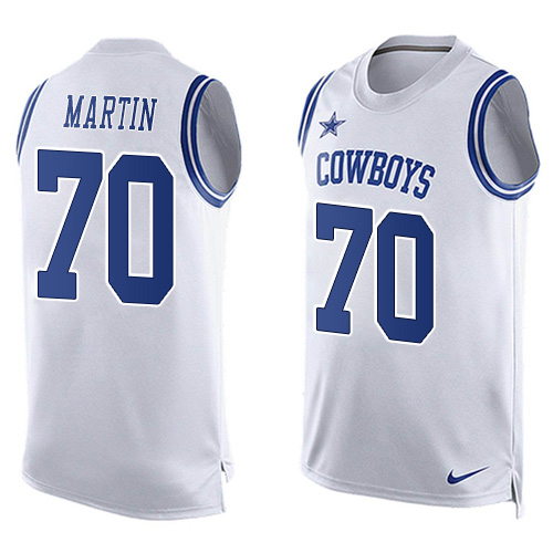Men's Nike Dallas Cowboys #70 Zack Martin Limited White Player Name & Number Tank Top NFL Jersey