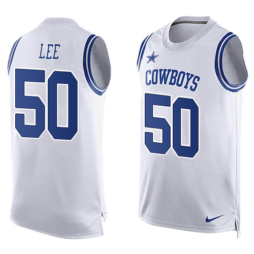 Men's Nike Dallas Cowboys #50 Sean Lee Limited White Player Name & Number Tank Top NFL Jersey