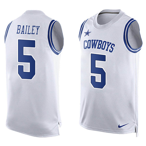 Men's Nike Dallas Cowboys #5 Dan Bailey Limited White Player Name & Number Tank Top NFL Jersey