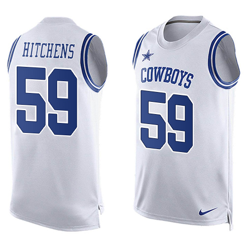 Men's Nike Dallas Cowboys #59 Anthony Hitchens Limited White Player Name & Number Tank Top NFL Jersey