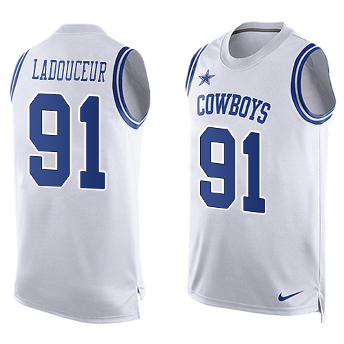 Men's Nike Dallas Cowboys #91 L. P. Ladouceur Limited White Player Name & Number Tank Top NFL Jersey