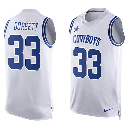 Men's Nike Dallas Cowboys #33 Tony Dorsett Limited White Player Name & Number Tank Top NFL Jersey