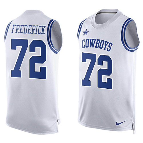 Men's Nike Dallas Cowboys #72 Travis Frederick Limited White Player Name & Number Tank Top NFL Jersey
