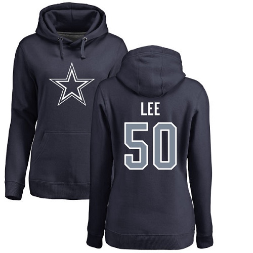 NFL Women's Nike Dallas Cowboys #50 Sean Lee Navy Blue Name & Number Logo Pullover Hoodie