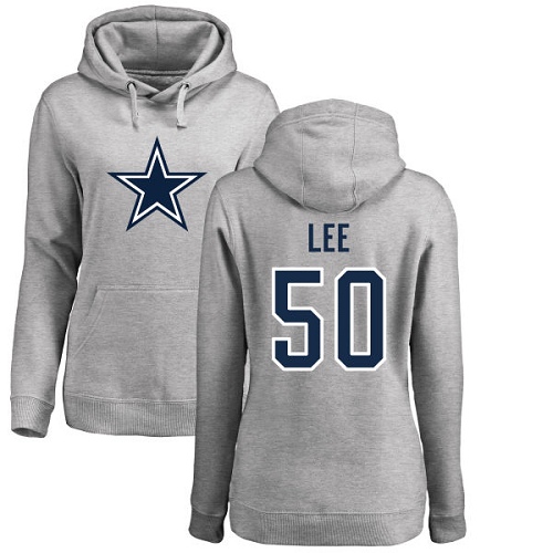 NFL Women's Nike Dallas Cowboys #50 Sean Lee Ash Name & Number Logo Pullover Hoodie