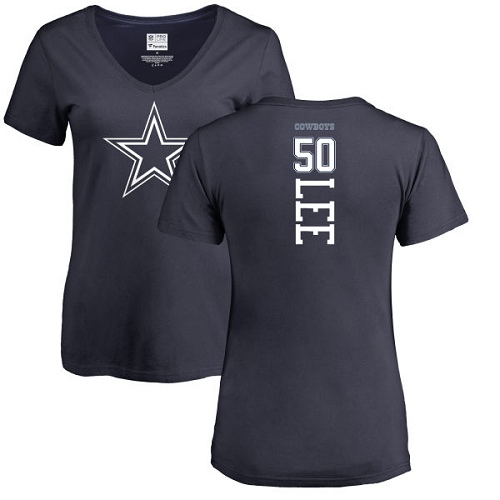 NFL Women's Nike Dallas Cowboys #50 Sean Lee Navy Blue Backer T-Shirt