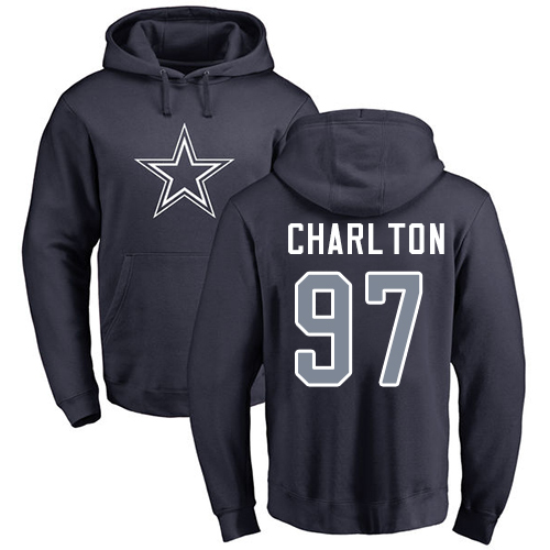 NFL Nike Dallas Cowboys #97 Taco Charlton Navy Blue Name & Number Logo Pullover Hoodie