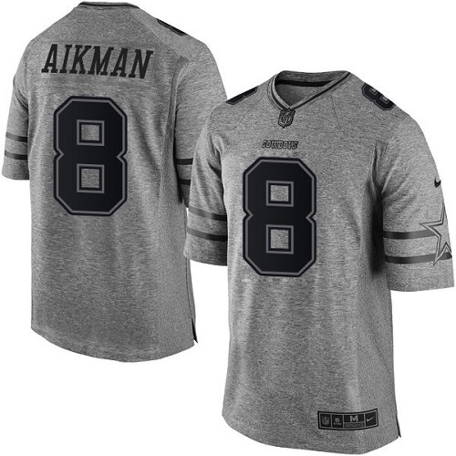 Men's Nike Dallas Cowboys #8 Troy Aikman Limited Gray Gridiron NFL Jersey