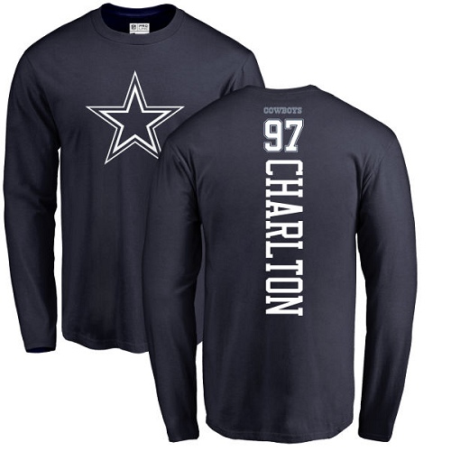 NFL Nike Dallas Cowboys #97 Taco Charlton Navy Blue Backer Long Sleeve T-Shirt