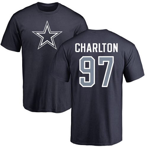 NFL Nike Dallas Cowboys #97 Taco Charlton Navy Blue Name & Number Logo T-Shirt