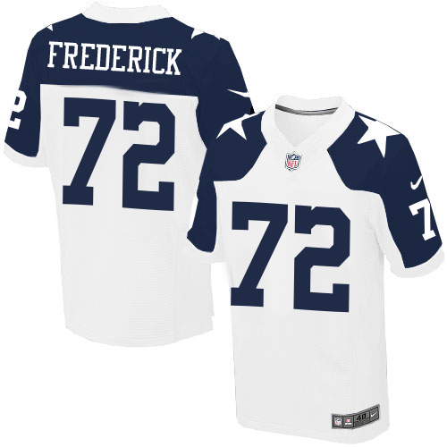 Men's Nike Dallas Cowboys #72 Travis Frederick Elite White Throwback Alternate NFL Jersey