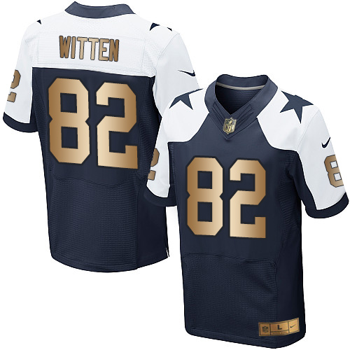 Men's Nike Dallas Cowboys #82 Jason Witten Elite Navy/Gold Throwback Alternate NFL Jersey