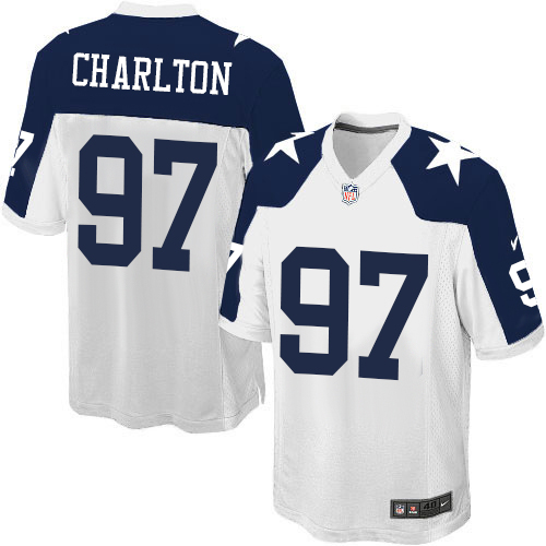 Men's Nike Dallas Cowboys #97 Taco Charlton Game White Throwback Alternate NFL Jersey
