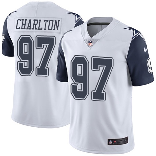 Men's Nike Dallas Cowboys #97 Taco Charlton Limited White Rush Vapor Untouchable NFL Jersey