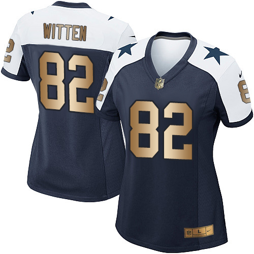 Women's Nike Dallas Cowboys #82 Jason Witten Elite Navy/Gold Throwback Alternate NFL Jersey