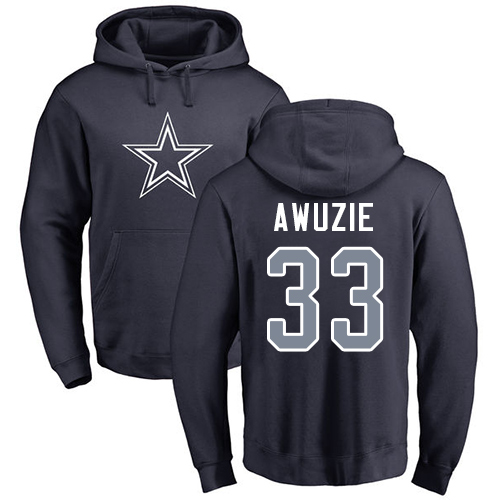 NFL Nike Dallas Cowboys #33 Chidobe Awuzie Navy Blue Name & Number Logo Pullover Hoodie