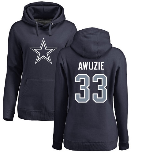 NFL Women's Nike Dallas Cowboys #33 Chidobe Awuzie Navy Blue Name & Number Logo Pullover Hoodie
