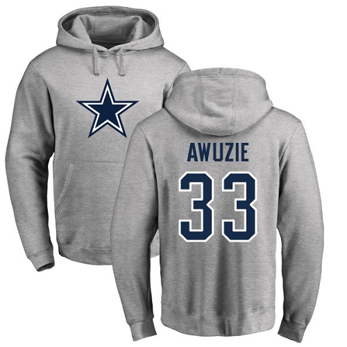 NFL Nike Dallas Cowboys #33 Chidobe Awuzie Ash Name & Number Logo Pullover Hoodie