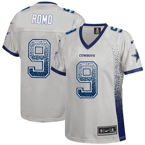 Women's Nike Dallas Cowboys #9 Tony Romo Elite Grey Drift Fashion NFL Jersey