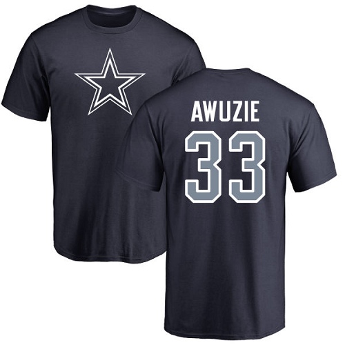 NFL Nike Dallas Cowboys #33 Chidobe Awuzie Navy Blue Name & Number Logo T-Shirt
