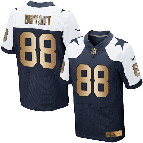 Men's Nike Dallas Cowboys #88 Dez Bryant Elite Navy/Gold Throwback Alternate NFL Jersey