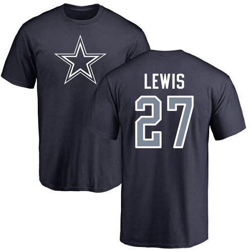NFL Nike Dallas Cowboys #27 Jourdan Lewis Navy Blue Name & Number Logo T-Shirt