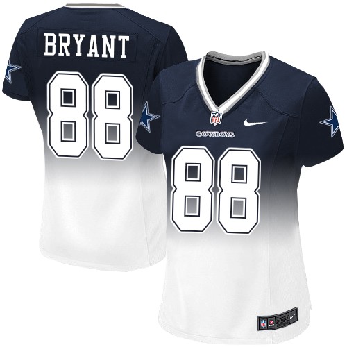 Women's Nike Dallas Cowboys #88 Dez Bryant Elite Navy/White Fadeaway NFL Jersey