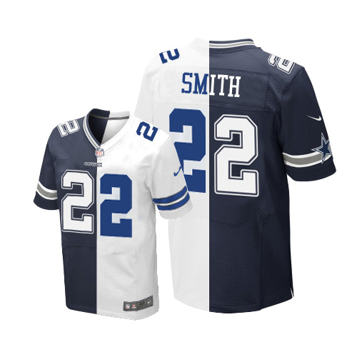 Men's Nike Dallas Cowboys #22 Emmitt Smith Elite Navy Blue/White Split Fashion NFL Jersey