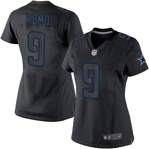 Women's Nike Dallas Cowboys #9 Tony Romo Limited Black Impact NFL Jersey