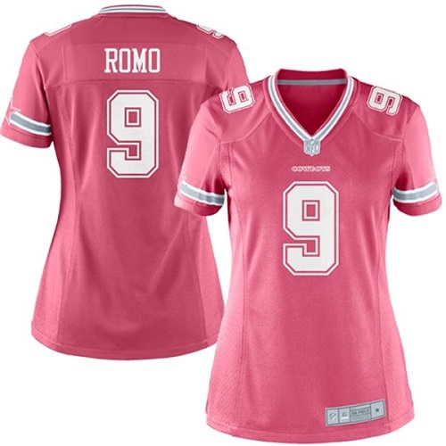 Women's Nike Dallas Cowboys #9 Tony Romo Elite Pink NFL Jersey
