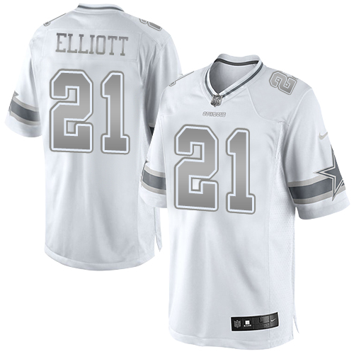 Men's Nike Dallas Cowboys #21 Ezekiel Elliott Limited White Platinum NFL Jersey