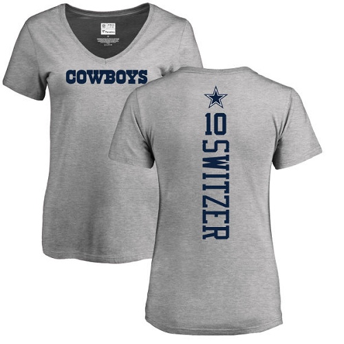 NFL Women's Nike Dallas Cowboys #10 Ryan Switzer Ash Backer V-Neck T-Shirt