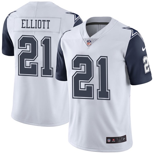Men's Nike Dallas Cowboys #21 Ezekiel Elliott Limited White Rush Vapor Untouchable NFL Jersey