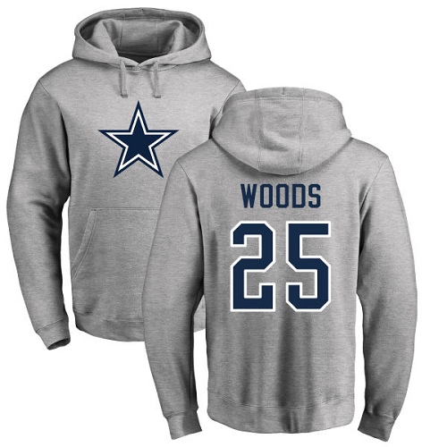 NFL Nike Dallas Cowboys #25 Xavier Woods Ash Name & Number Logo Pullover Hoodie