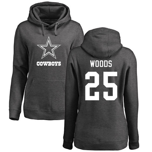 NFL Women's Nike Dallas Cowboys #25 Xavier Woods Ash One Color Pullover Hoodie