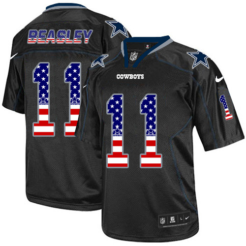 Men's Nike Dallas Cowboys #11 Cole Beasley Elite Black USA Flag Fashion NFL Jersey