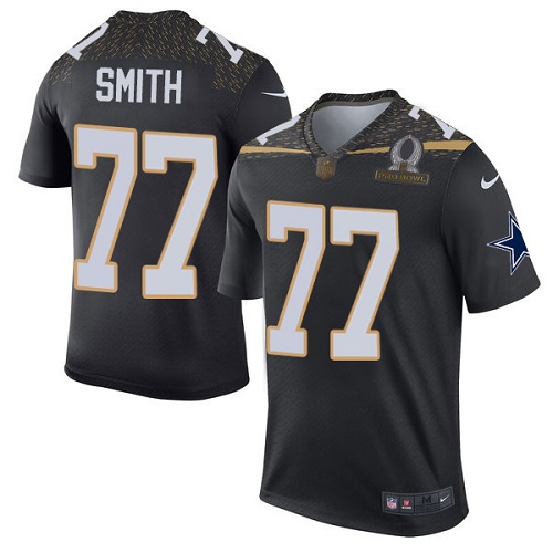 Men's Nike Dallas Cowboys #77 Tyron Smith Elite Black Team Irvin 2016 Pro Bowl NFL Jersey