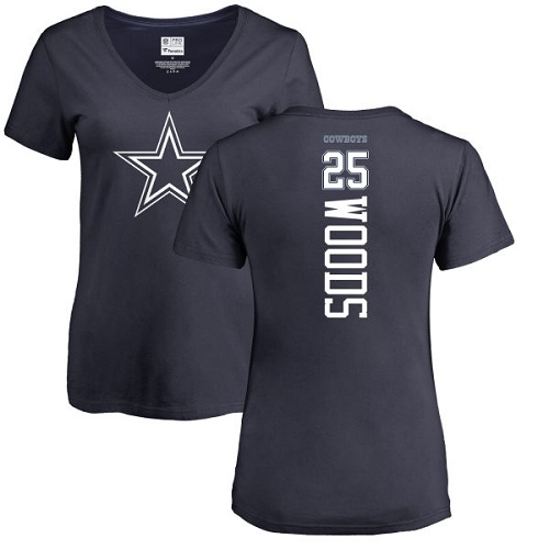 NFL Women's Nike Dallas Cowboys #25 Xavier Woods Navy Blue Backer T-Shirt