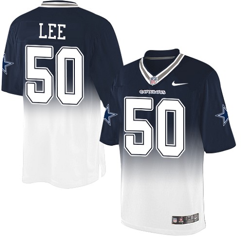 Men's Nike Dallas Cowboys #50 Sean Lee Elite Navy/White Fadeaway NFL Jersey