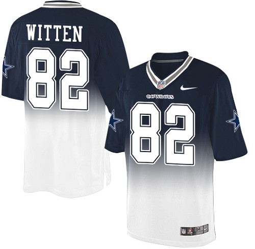 Men's Nike Dallas Cowboys #82 Jason Witten Elite Navy/White Fadeaway NFL Jersey