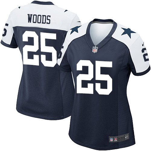 Women's Nike Dallas Cowboys #25 Xavier Woods Game Navy Blue Throwback Alternate NFL Jersey